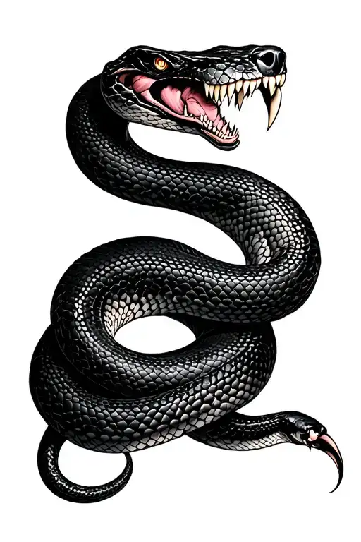 dog fang surrounded by snake tattoo design idea