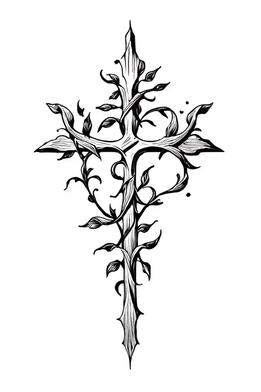 a historic designed cross for a tattoo . comes to a point. add a vine or 2 wrapping around tattoo design idea
