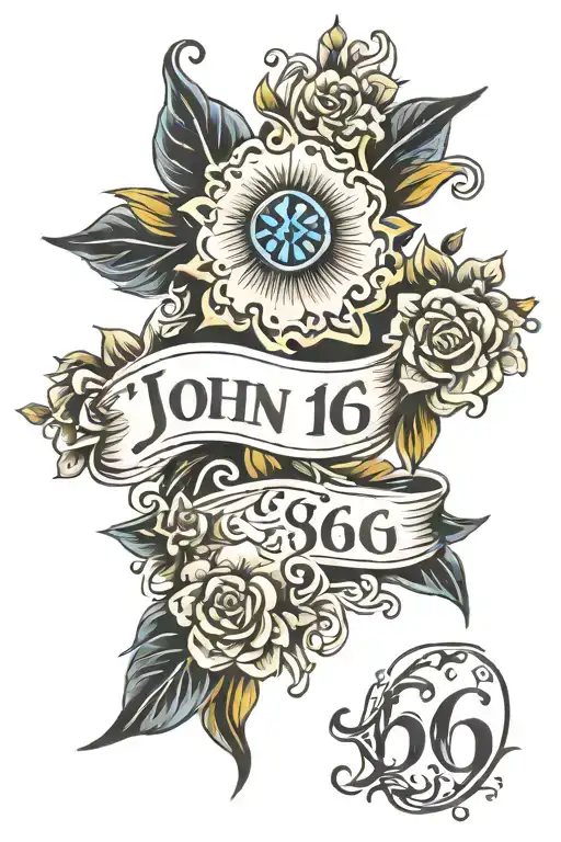 John 3:16 scripture for family members tattoo design idea