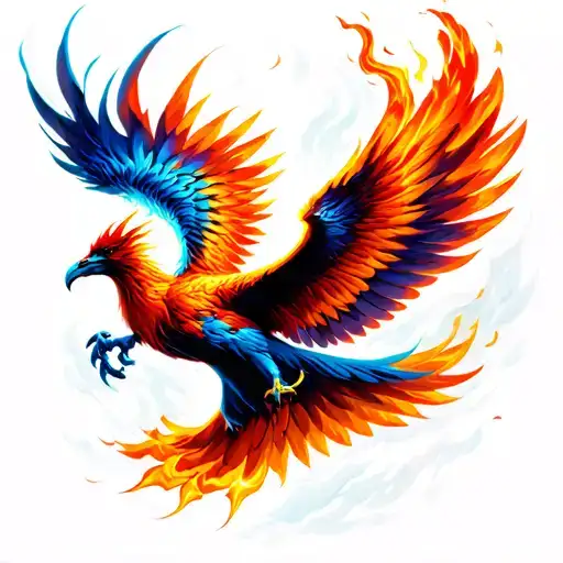 phoenix ignites in color tattoo design idea