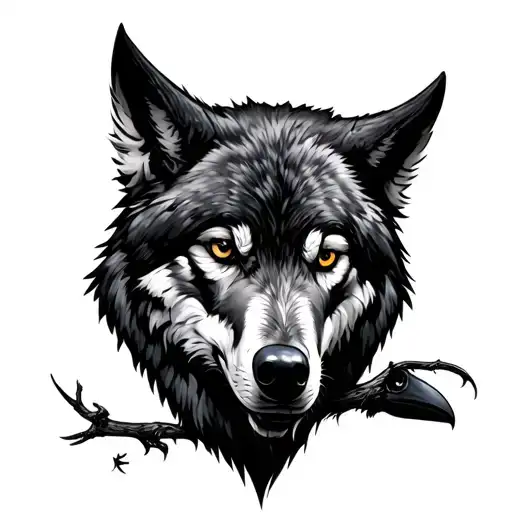 Wolf And Raven tattoo design idea