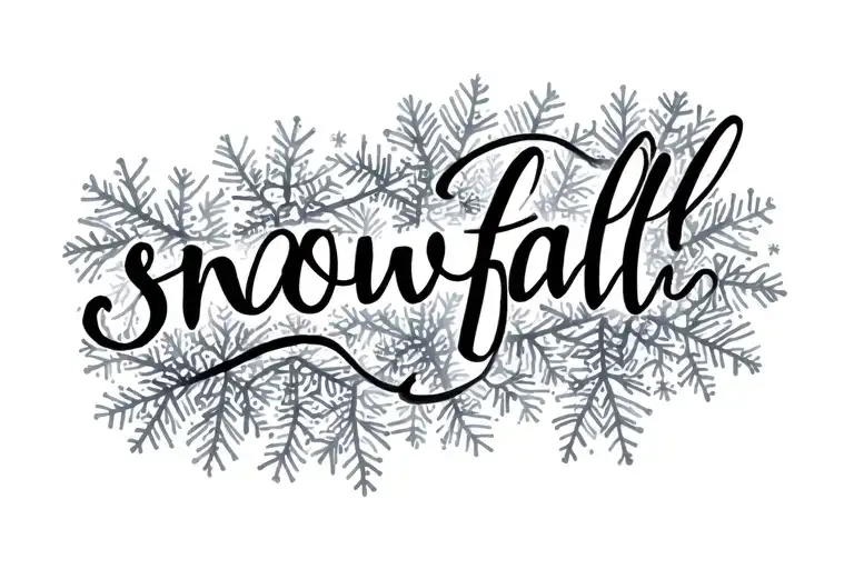 "snowfall" in cursive writing tattoo design idea