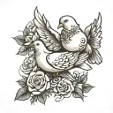 dove and roses wrapped together  tattoo design idea