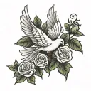 dove and roses wrapped together  tattoo design idea