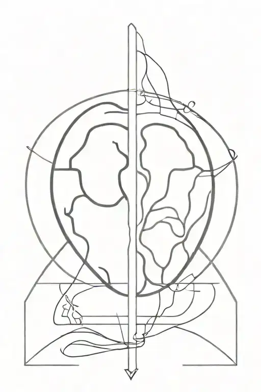 half brain half heart that represts the balance between the two tattoo design idea