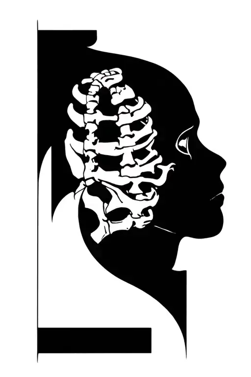 Blackwork Tattoo Raw Brush Strokes Cyber Sigilism Anatomical Horror Vertebrae Structure Bold High Contrast Surreal tattoo design idea