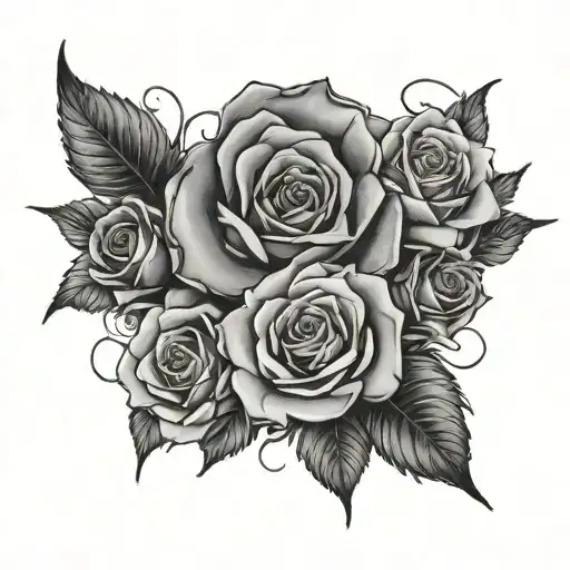 Andrea and roses surrounding tattoo design idea