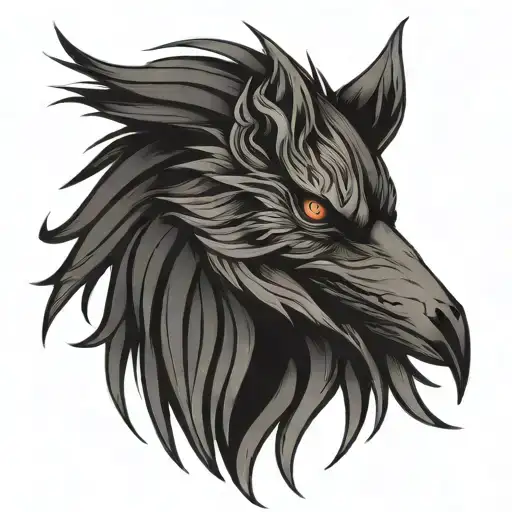 phoenix, wolf, raven tattoo design idea
