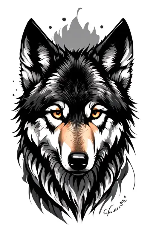 Feminine Wolf tattoo design idea