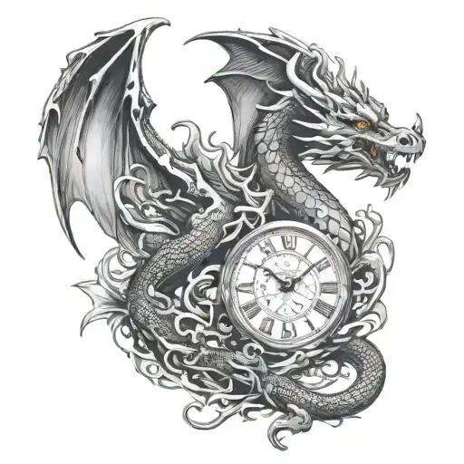 noble dragon, the cruelty of time, unyielding and shining persob tattoo design idea