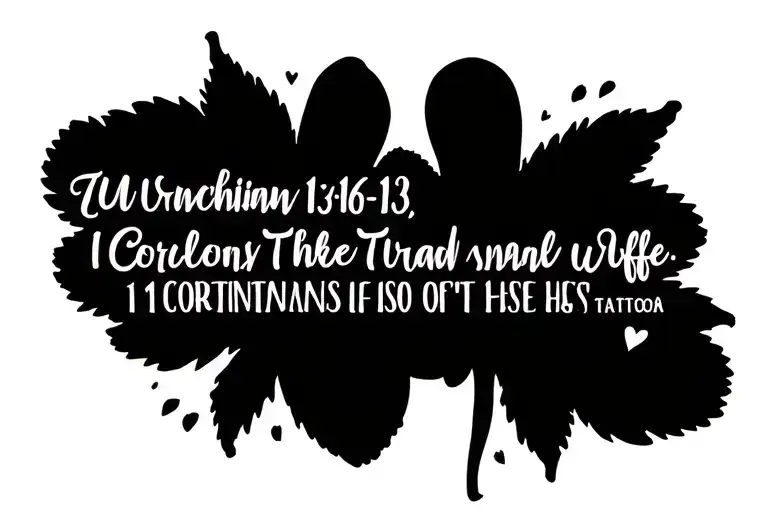 bible verse 1 Corinthians 13:6-13. This is for a man and his wife. make it simple tattoo design idea