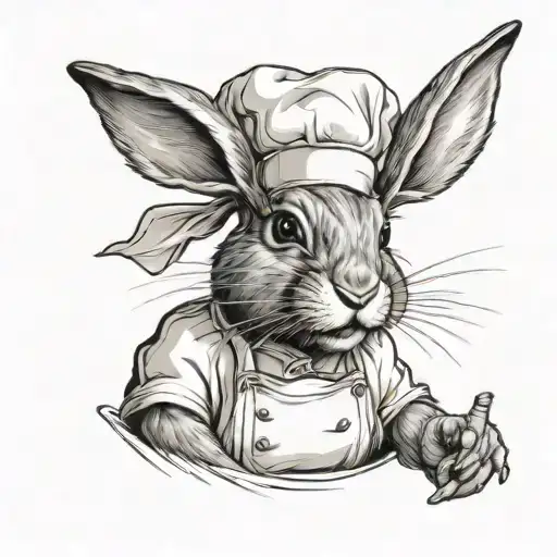 rabbit chef tattoo design idea