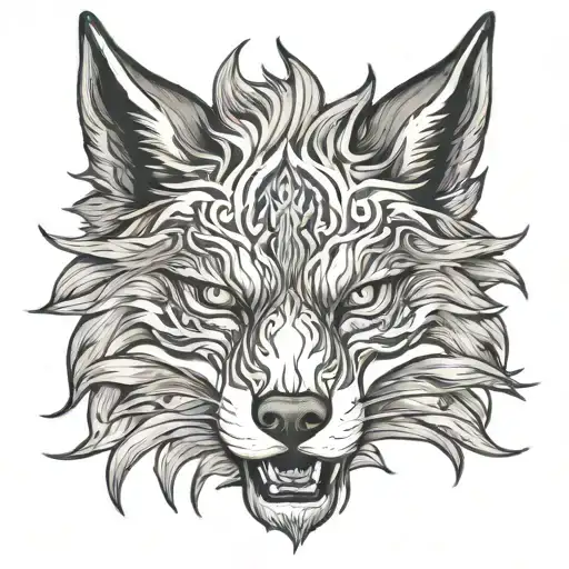 Fenrir head emerging tattoo design idea