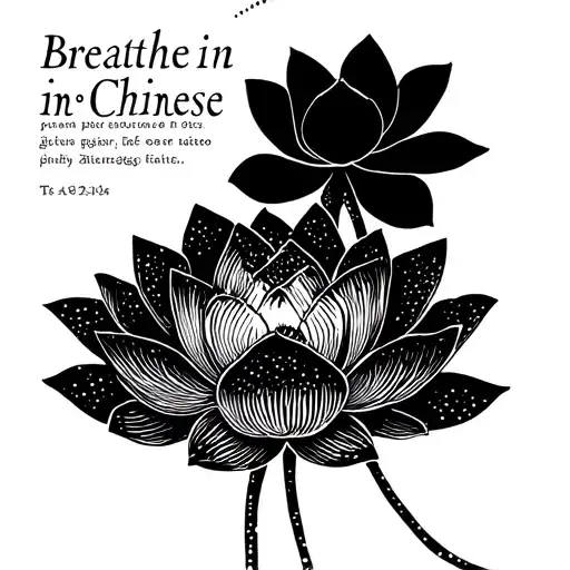 "Breathe in Chinese " lotus flower tattoo design idea