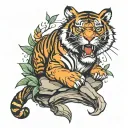 tiger on a rock tattoo design idea