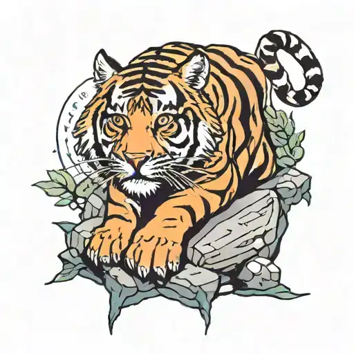 tiger on a rock tattoo design idea