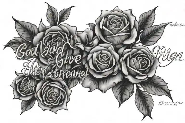 the inscription "God, give her strength to overcome everything" tattoo design idea