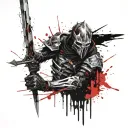 A death knight with a sword  tattoo design idea