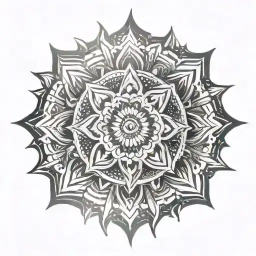Spiritual tattoo for women - mandala - spiritual awakening - powerful sun - positive energy - some tribal trait di tattoo design idea