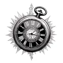 libra compas pocket watch tattoo design idea