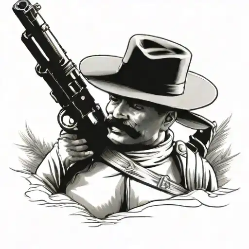 pancho villa and Emiliano zapata inspired back tattoo design idea