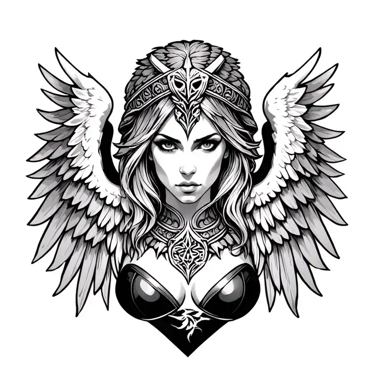 Valkyrie wing attached tattoo design idea