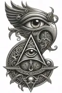 ankh eye of horus and eye of ra with detailed eyes tattoo design idea