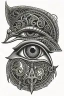 ankh eye of horus and eye of ra with detailed eyes tattoo design idea