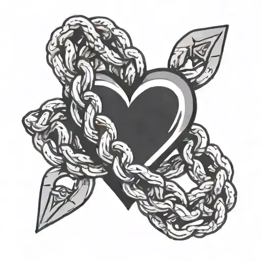 simple chain heart outline in marine or anchor chain link tattoo design idea