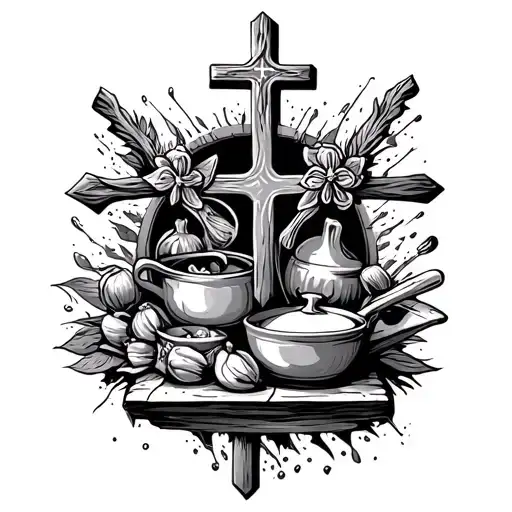 crosses and cooking memorial tattoo tattoo design idea