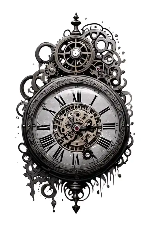 Steampunk Clock tattoo design idea