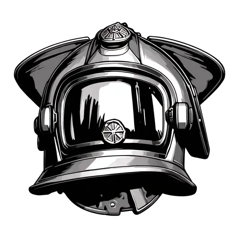 firefighter helmet resting tattoo design idea