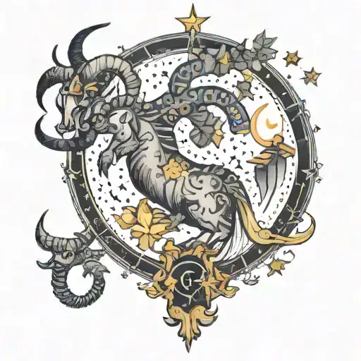 Capricorn, Aries, Aquarius and Scorpio constellation tattoo design idea