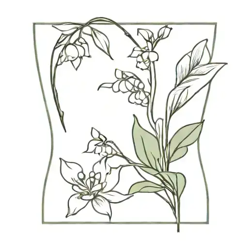 Lily of the valley with honeysuckle and water lily  tattoo design idea