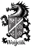 "Wojcik" "Wojcik" name and polish coat of arms raised tattoo design idea