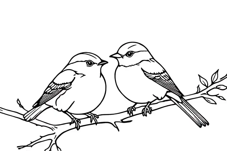 two robins on branch outline tattoo tattoo design idea