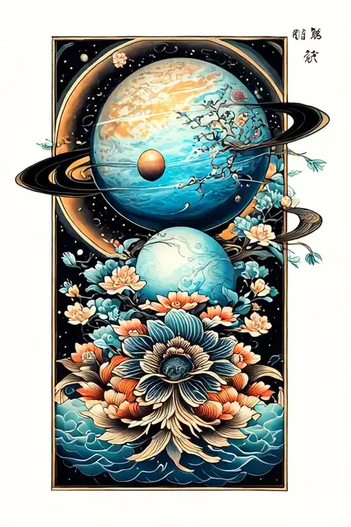 Uranus planet tattoo design idea