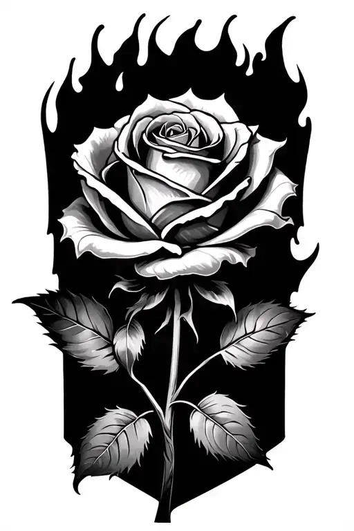 Burning Rose tattoo design idea
