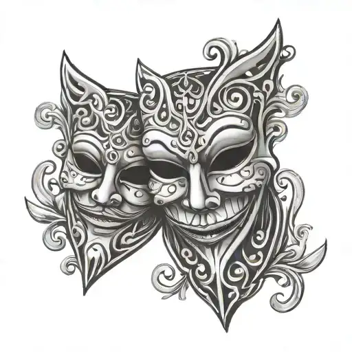 Happy And Sad Mask tattoo design idea