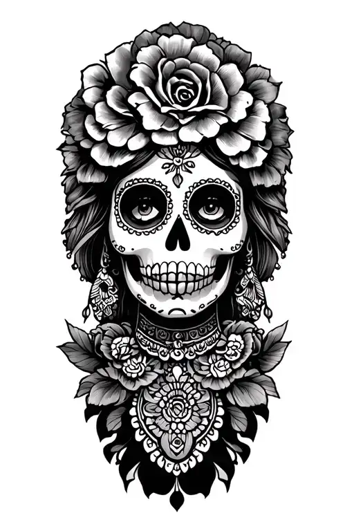 Mexican Heritage with La Catrina Day of the Dead tattoo design idea