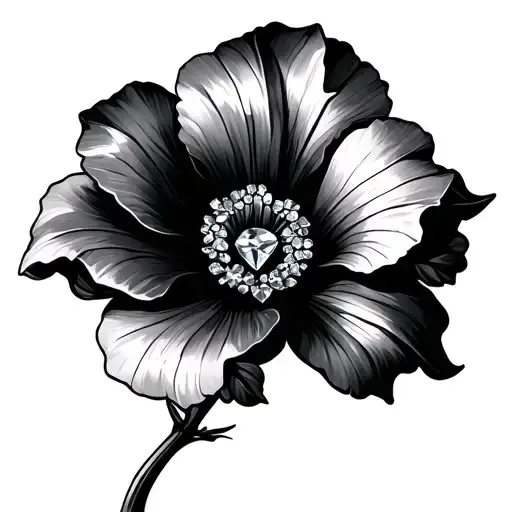 sweet pea flower with diamond tattoo design idea