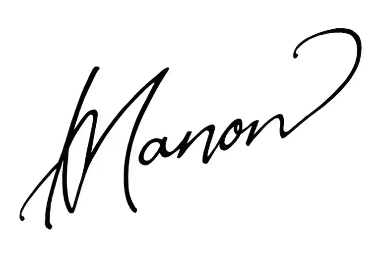 "Manon" daughter name tattoo design idea