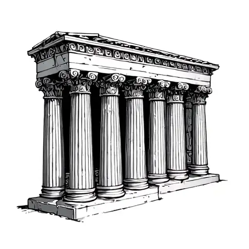 greek columns tattoo design idea