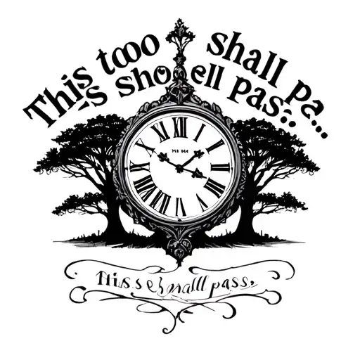 "This too shall pass…" "This too shall pass…" "This too shall pass…" roman clock with trees tattoo design idea