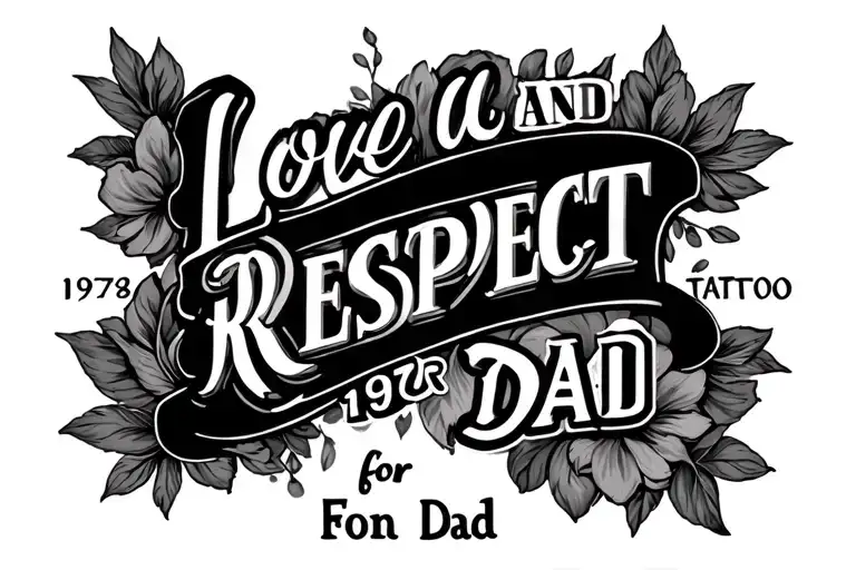 love and respect for dad with date 1970 tattoo design idea