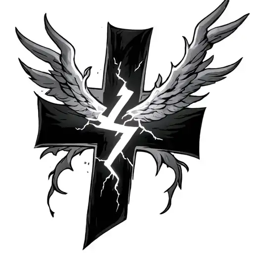 Cross With Lightning tattoo design idea