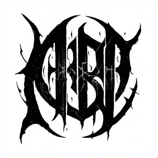 Raw Blackwork Cyber Sigils Gothic Lettering Anatomical Brush Strokes Bold High Contrast Full-Body Horror tattoo design idea
