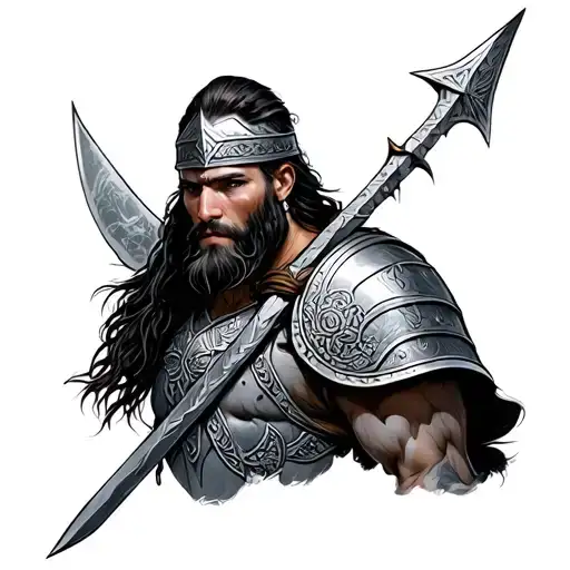 Anglo Saxon warrior tattoo design idea