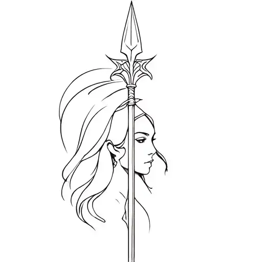 minerva with spear tattoo design idea