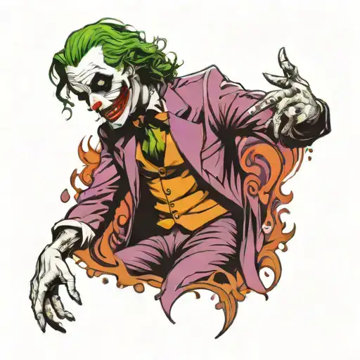 joker last laugh holding skull tattoo design idea